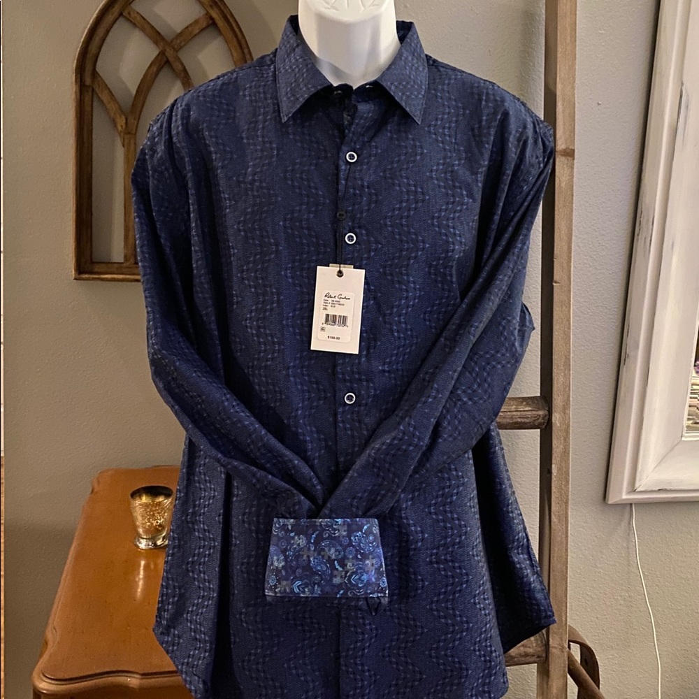 Robert Graham "Dia Road" NWT Blue Shirt XXL